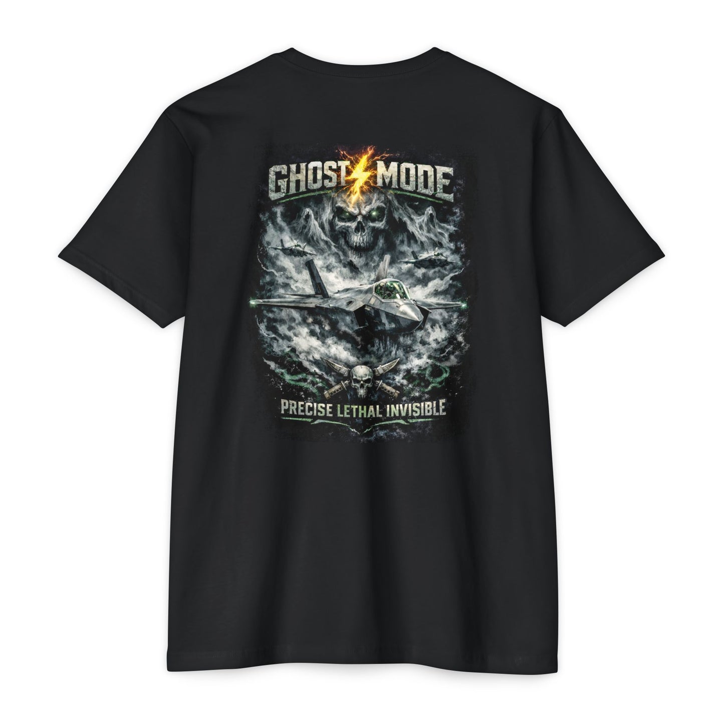 Ghost Mode Fighter Jet T-Shirt — Precise Lethal Invisible Graphic Tee
