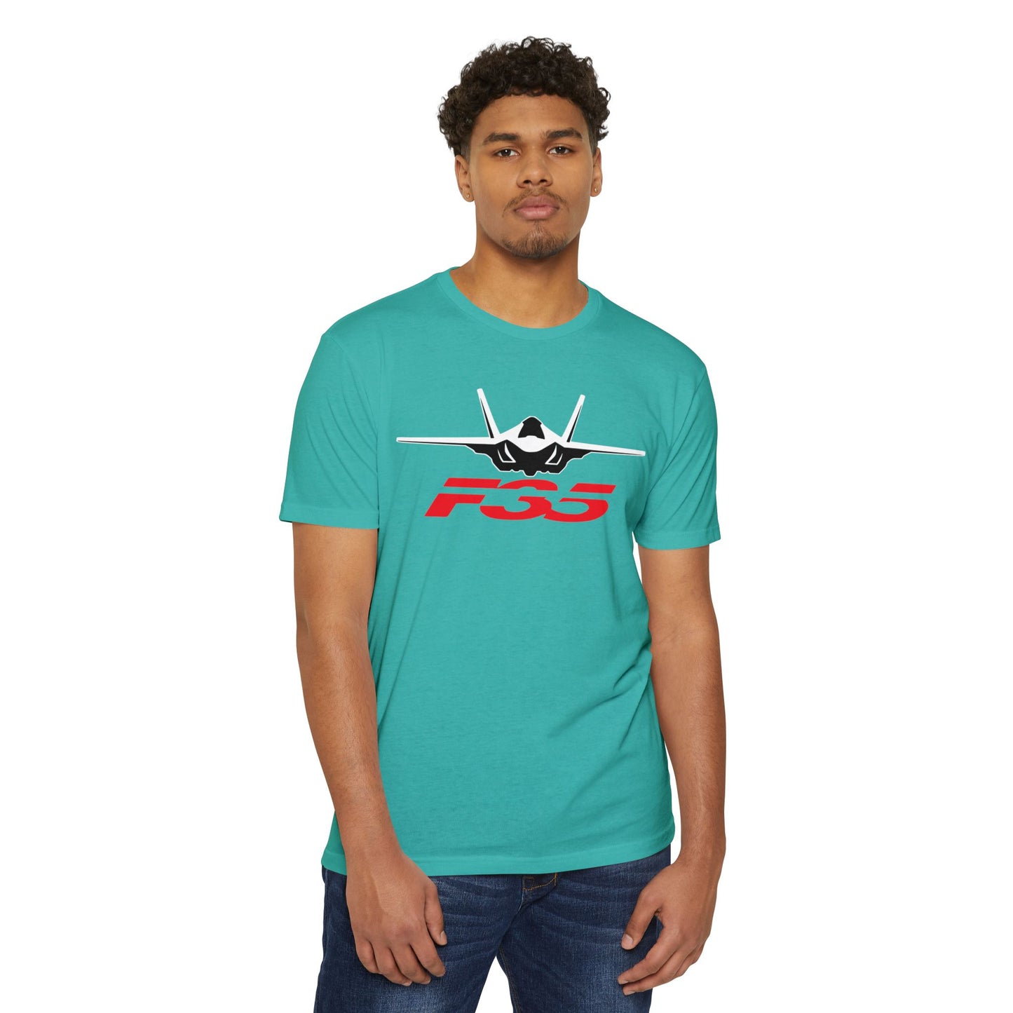 F35 Fighter Jet Unisex CVC Jersey T-Shirt - Aviation Enthusiast Tee