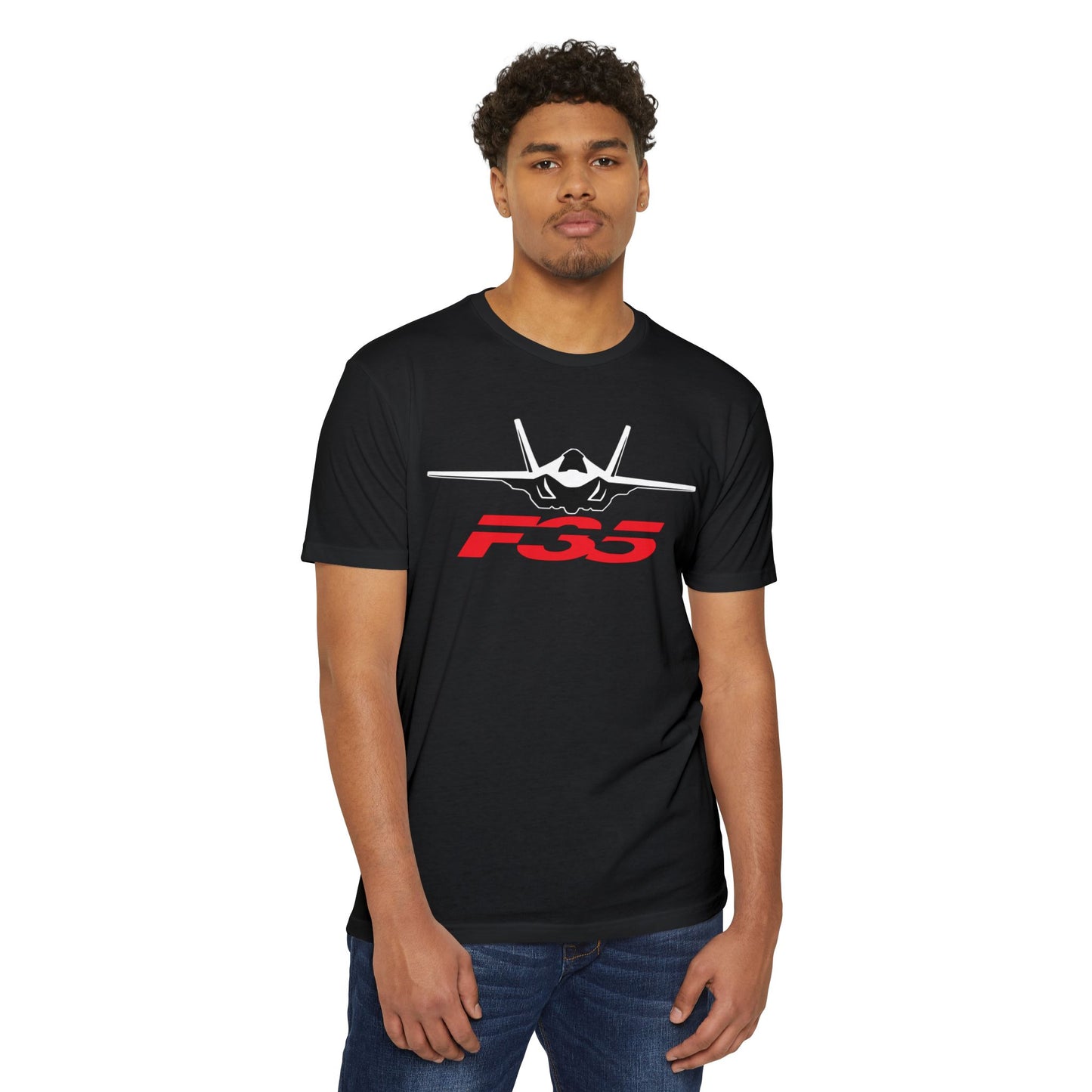 F35 Fighter Jet Unisex CVC Jersey T-Shirt - Aviation Enthusiast Tee