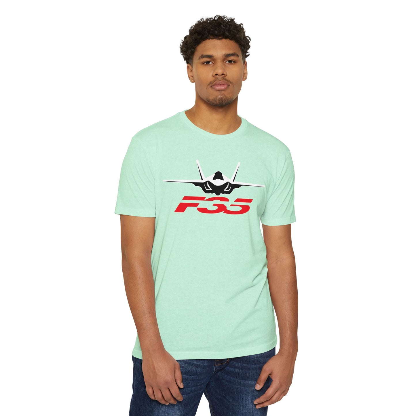 F35 Fighter Jet Unisex CVC Jersey T-Shirt - Aviation Enthusiast Tee