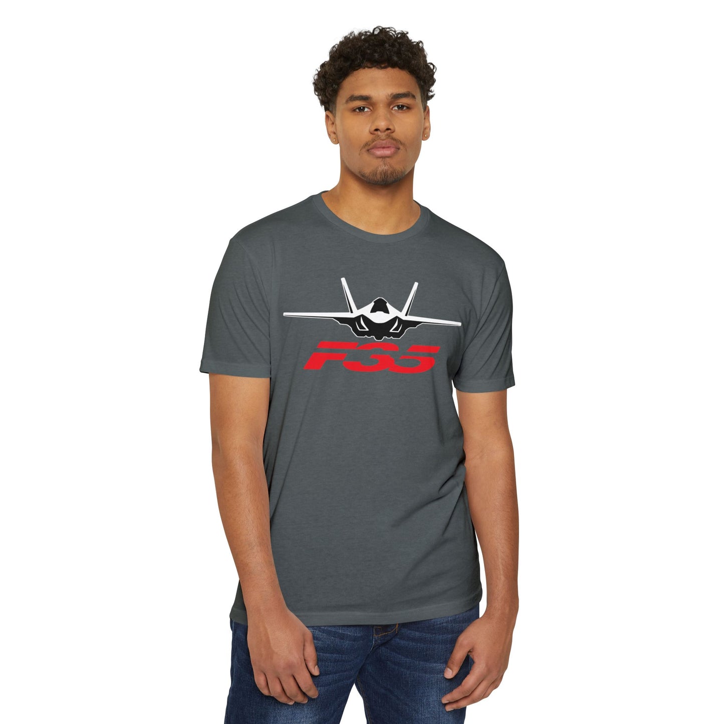 F35 Fighter Jet Unisex CVC Jersey T-Shirt - Aviation Enthusiast Tee