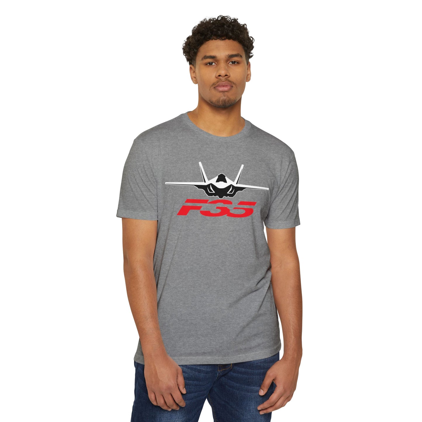 F35 Fighter Jet Unisex CVC Jersey T-Shirt - Aviation Enthusiast Tee