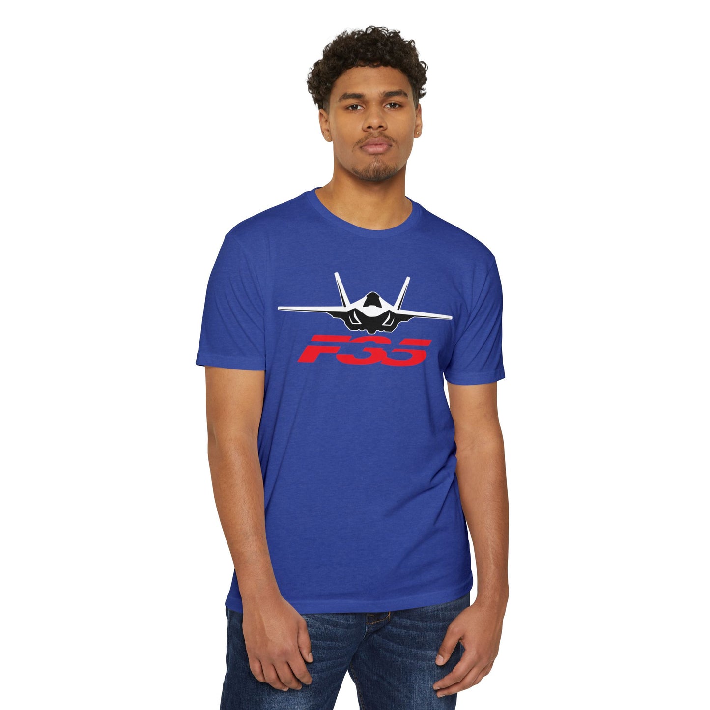 F35 Fighter Jet Unisex CVC Jersey T-Shirt - Aviation Enthusiast Tee