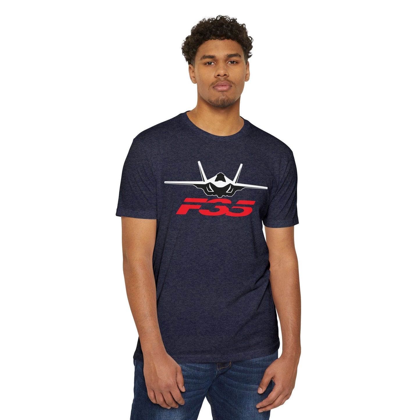 F35 Fighter Jet Unisex CVC Jersey T-Shirt - Aviation Enthusiast Tee