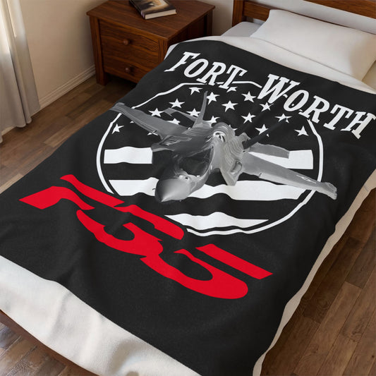 Fort Worth F-35 Velveteen Plush Blanket – Military Jet Throw for Aviation Fans