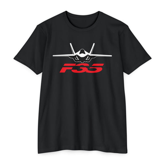 F35 Fighter Jet Unisex CVC Jersey T-Shirt - Aviation Enthusiast Tee