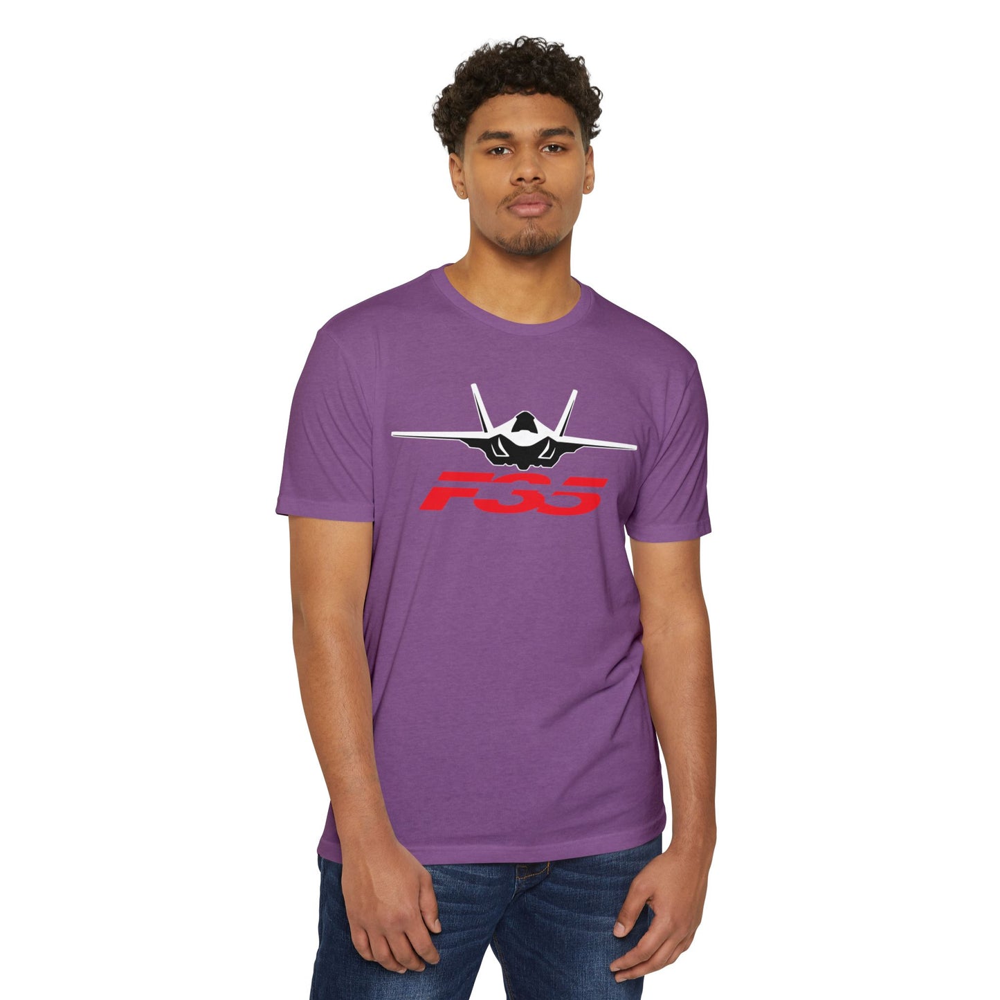 F35 Fighter Jet Unisex CVC Jersey T-Shirt - Aviation Enthusiast Tee